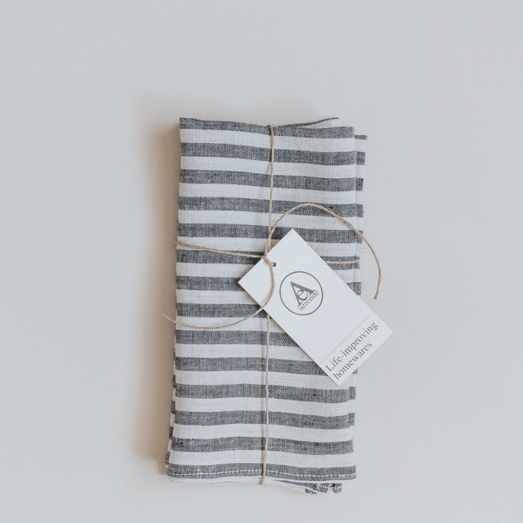 Black and White Linen Stripe Napkin
