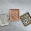 Aerende Handmade Soap Dish Trio in Coral, Olive and Cream