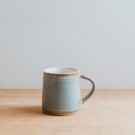Rustic matt blue stoneware mug