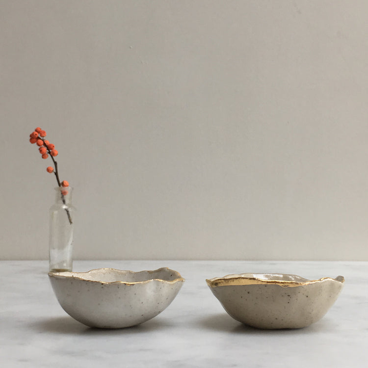 Gold Rim Pinch Pot Set