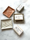 Ceramic Leaf Print Soap Dish, Olive Grey